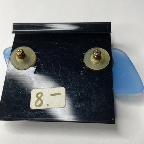 Blue Diamond Shaped Chunky Statement Earrings - Picture 3 of 3